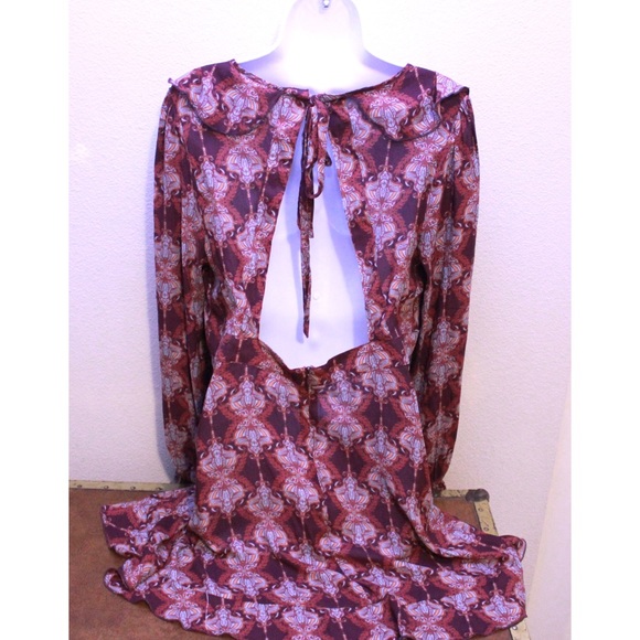 Free People Purple Bohemian Print Flounce Dress - Picture 4 of 5